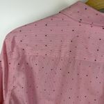 Lands' End  No Iron Supima Pink Stripe Polka Dot Button Down Shirt Size 14 Preppy Photo 1