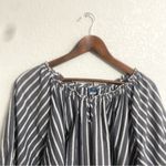 Old Navy  Womens Shirt Blouse Blue White Stripe Scallop Hem Keyhole Size XXL Photo 2