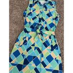 J. McLaughlin Dolly Catalina Cloth Sleeveless Dress Belted Green/Blue Print XS Photo 6