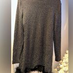 SheIn 🍾🪩NWOT New Years Privé Party Mock Neck Fuzzy Trim Glitter Bodycon Dress🍾🪩 Photo 2