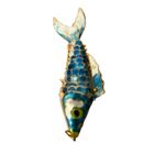 VTG Estate Signed Garden Of Eden Art Nouveau Oval Brooch Pin Metal Resin Blue Photo 6