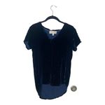 Anthropologie  Cloth & Stone Navy Crushed Velvet Short Sleeve Top – Size S Photo 2