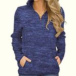 ☺️Artfish Cozy Quarter Zip Casual Pullover Lightweight Fleece w/Pockets☺️~lg NWT Blue Photo 0