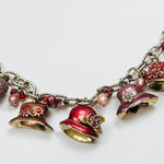 Liz Claiborne LC Pink Hat Charm Bracelet With Pearls & Beads Gold-Tone Chain 7 Photo 0