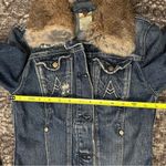 7 For All Mankind  Denim Vintage Sz S Blue Dojo A Pocket Jean Fur Trimmed Jacket Photo 8
