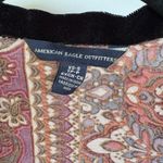 American Eagle Boho Burgundy Whimsigoth Velvet Trim Flowy Oversized Cardigan XS Photo 5