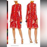 Mikael Aghal Pleated Ruffle Floral cocktail spring Georgette Dress formal 450$ Red Size 12 Photo 1