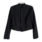 Ralph Lauren LRL Linen Military Style Black Jacket Brass Buttons Womens Size 10 Photo 0
