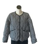 NWT Runway Houndstooth Gingham Black White Plaid Cotton Quilted Jacket XL Photo 1