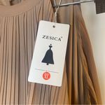 NEW Zesica XL Elegant Layered Pleated Midi Dress Wedding Formal High Neck Modest Brown Photo 4