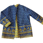 Handmade Reversible Quilty  Chore Coat Large/XL Women's Blue Yellow Photo 0