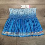 Lucky In Love 14” Paradise Smocked High Waist Blue Print Tennis Skirt Size Small Photo 1