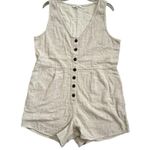 Madewell V-Neck Button Down Romper Womens P6 Linen Blend Sleeveless Beige Travel Photo 5
