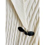 Calvin Klein  Size M Cream‎ Cable Knit Sweater Dress Faux Wrap Leather Buckle Photo 3