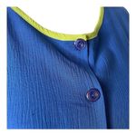 Diane Von Furstenberg  Color Authority‎ Crinkle Tunic Top Size L Colorblock Blue Photo 4