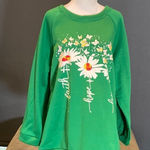 Women’s Green Fleece Long Sleeve Sweater Faith Hope Love Design Size XL NEW Green Photo 0