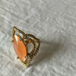 Kate Spade Kate Sapde: Gold Tone & Peach Gemstone Costume Ring- Statement- size 7 Photo 2