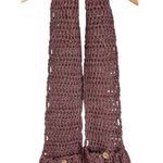 Handmade Hand Knit Grandma Wool Blend Soft Chunky Mauve Long Scarf w Pockets Boho Cozy Photo 1