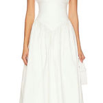 Majorelle Austin Dropwaist Cotton Poplin Midi Dress In Soft White Photo 0
