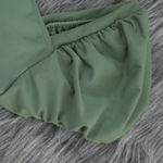 Olive Green 2 Piece Bathing Suit Bubble Sleeve Top High Waisted Belted Bottoms Size XL Photo 4