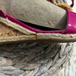 Etienne Aigner  Pink Patent Leather Flower Embellished Espadrille Wedge Sandals 8 Photo 4