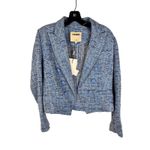 L'Agence Women's Chambray Blue Tweed Double Breasted Blazer Jacket Photo 4