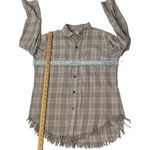 Current/Elliott CURRENT ELLIOTT Plaid Shirt The Prep School Fray Pink Taupe Tinsel Size 2 Photo 6