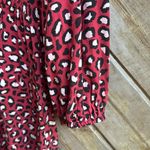 Old Navy  maroon red waist defined tie neck dress long sleeve leopard size M Photo 1