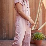 Outerknown  S.E.A. Suit Utility Jumpsuit In Pink Cotton Linen Blend  Size Large Photo 0