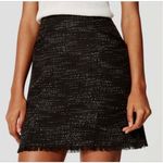 Loft  NWT Women's Raw Edge Fringe Black Tweed Mini Skirt Size 6 Photo 0