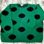 Bold Green and Large Black Polka Dot Sweater 80s Vintage Oversized Vibrant Cool Size undefined Photo 0