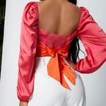 Pink and Orange Balloon Long Sleeve Colorblock Crop Top Size S Photo 1