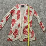 Anthropologie Guinevere cream & pink floral knit open front cardigan sweater, S Photo 8