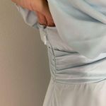 LPA  Shirred Cross Front Gown Blue Maxi Dress Size Small Front Slit Ruched Sz S Photo 9