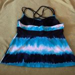 Tropical Escape Blue black and white striped tankini top Photo 1
