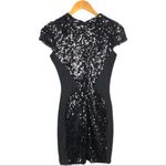 Dress the Population  Sabrina Fringe Petal Mini Black Sequin Cocktail Dress XS Photo 8