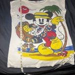 Vintage 70's 80's Disney Mickey Mouse Hawaiian Tropical Vacation T Shirt Size LG White Photo 3