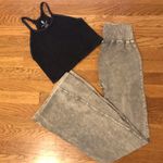 Free People NEW  Movement Happiness Runs Crop Tank with logo washed black sze M/L Photo 8