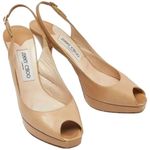 Jimmy Choo  Heels Stiletto Slingback Platform Peep Toe Leather Beige EU39.5 US8.5 Photo 0