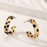 Leopard Print Hoop Earrings Brown Photo 0