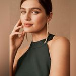 BHLDN Lennox Halter Open-Back Side-Slit Stretch Crepe Gown in Dark Emerald Photo 14