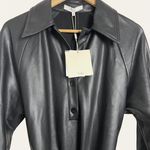 Tibi  Black Faux Leather Long Sleeve Belted Midi Dress Size 10 Photo 2