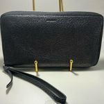 ALLSAINTS A Rare HTF Vintage All Saints Gunmetal Color Leather Zip Around Wristlet Wallet Photo 0