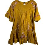Free People  Pavlo Babydoll Dress Women S Gold Yellow Embroidery Boho Spring Photo 0