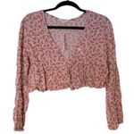LA Hearts PacSun  Pink Flowy Button-Front Cropped Top Size Medium Photo 2