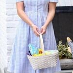 Draper James  Dress Blue Plaid Button Down Linen Blend Cottagecore size 2 Photo 0