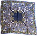 Oscar de la Renta Purple Wool Printed Sparkly Scarf fringe edges 30in Vintage Photo 0