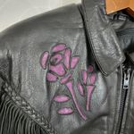 Daytona Joe Womens Moto Jacket Size XXL Black Purple Rose Zip Front Fringe Photo 2