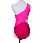 SheIn  One‎ Shoulder Hot Pink Cut Out Swim 1pc Swimsuit sz MEDIUM Photo 4