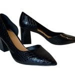 BCBGeneration  Sheilah Pump Pointed Toe Half D’orsay Block Heel Black Snake Sz 8 Photo 8